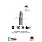 Alveta Wera 851/1 Z PH1 x 25mm Tornavida Ucu 10 Adet | Yıldız Vidalama Bits Seti Profesyonel Seri