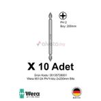 Alveta Wera 851/24 PH2 x 200mm Tornavida Ucu 10 Adet | Yıldız Vidalama Bits Seti Profesyonel Seri