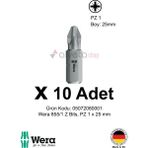 Alveta Wera 855/1 Z PZ1 x 25mm Tornavida Ucu 10 Adet | Pozidriv Vidalama Bits Seti Profesyonel Seri