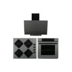 Alveus 3’Lü Ankastre Set Gri Modern (Cam Ocak + 8 Fonksiyon Fırın + Davlumbaz)