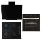 Alveus ALV MFA 627 - ALV GLS 640 - ALV BINDESIT 3'lü Siyah Cam Ankastre Set