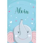Alvin: Cahier personnalisé avec prénom Alvin | Cadeau d'anniversaire pour enfant, garçon, frère, copain ... | Petit éléphant | 110 pages lignée, Petit Format 6x9 pouces (15,24 x 22,86 cm)