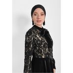 Alvina PARLAK KADİFE GÜPÜRLÜ YAKASI BAĞLI ELBİSE 40239