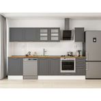 Alvinka 300X210 cm Klasik Mebran Mutfak Dolabı M-E80S60S40-3 Antrasit - Mdf