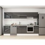 Alvinka 305X210 cm High Gloss Mutfak Dolabı M-E80S60S45-1 Antrasit - Suntalam