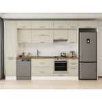 Alvinka 365X240 cm Klasik Mebran Mutfak Dolabı MBB-E80B45S40-1 Kumtaşı - Mdf - Kum Beji