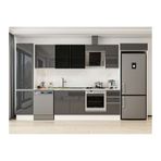 Alvinka 370X222 Cm Mutfak Dolabı, Mbb E80B50S40 3 Antrasit Suntalam