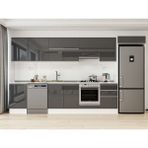 Alvinka 390X222 cm High Gloss Mutfak Dolabı MB-E90S50S50-1 Antrasit - Suntalam