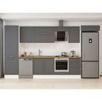 Alvinka 390X222 cm Klasik Mebran Mutfak Dolabı MBB-E80B60S50-2 Antrasit - Suntalam