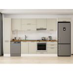 Alvinka 390X222 cm Klasik Mebran Mutfak Dolabı MBB-E90B40S60-1 Kumtaşı - Mdf - Kum Beji