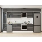 Alvinka 390X240 cm High Gloss Mutfak Dolabı MBB-E90B40S60-2 Antrasit - Suntalam