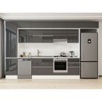 Alvinka 390X240 cm High Gloss Mutfak Dolabı MBB-E90B50S50-1 Antrasit - Suntalam