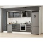 Alvinka 390X240 cm High Gloss Mutfak Dolabı MBB-E90B50S50-2 Antrasit - Suntalam