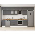 Alvinka 390X240 cm Klasik Mebran Mutfak Dolabı MB-E90S40S60-3 Antrasit - Mdf