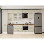 Alvinka 390X240 cm Klasik Mebran Mutfak Dolabı MBB-E80B50S60-3 Kumtaşı - Mdf - Kum Beji
