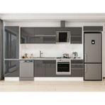 Alvinka 400X222 cm High Gloss Mutfak Dolabı MBB-E90B60S50-2 Antrasit - Suntalam
