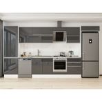 Alvinka 410X222 cm High Gloss Mutfak Dolabı MBB-E90B60S60-2 Antrasit - Suntalam