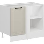 Alvinka Mutfak Modül Mbr_a Alt 1K1R 105CM Köşe Dolap Beyaz Kumtaşı Mdf - Kum Beji - Gövde:Mdf