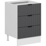 Alvinka Mutfak Modül Mbr_b Alt 3ç Nray 60CM Dolap Beyaz Antrasit Mdf - Gövde:Mdf