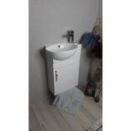 ALVİT 28*45 Cm Banyo&Tuvalet Mini Köşe Lavabolu DOLAP Sİyah Kulplu %100MDF