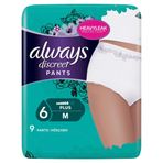 Always Discreet idrar kaçırma pantolonu beden M (9 külot) Plus, gizli koruma ve yüksek gücü, koku nötralize edici