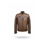 Always Leather Erkek Hakiki Kuzu Derisi Biker Deri Ceket – Kahverengi Kahverengi M