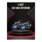 ALWAYS TEKNOLOJİ 2 ADET Q58 Max 400m Telsiz Özellikli 2 Kişi Bağlantılı Bluetooth Kask Kulaklık Ekranlı