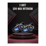 ALWAYS TEKNOLOJİ 2 ADET Q58-MAX Radyolu Telsiz Özellikli 2 Kişi Bağlantılı Bluetooth Kask Kulaklık Ekranlı Fenerli Mü