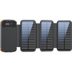 Always Teknoloji 20000MAH Solar Powerbank - Katlanabilir 4 Panel, Darbeye Dayanıklı Kasa ve Fenerli Kamp Şarj Aleti - Siyah - Turuncu
