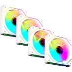 Always Teknoloji 4 Adet 120X120X25MM Double Ring Aynalı Argb 12CM Kasa Fanı - Aynalı ARGB Fan - Beyaz