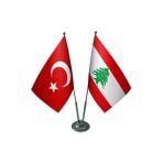 Always Teknoloji Lübnan ve Türkiye Ikili Masa Bayrağı Seti - Renkli - Standart