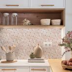 Alwayspon Fayans Çıkartması, Pembe Terrazzo Kendinden Yapışkanlı Fayans Üzerine Yapışkan Transfer Çıkartması Banyo Mutfağı için, Sıçrayan Kaplama, Soyma ve Yapıştır Vinil Yer Duvar Karosu Çıkartması,