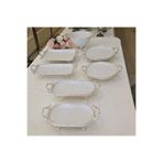 alya home aksesuar 7 Parça Metal Çerçeveli Porselen Servis Tabağı Seti Gümüş