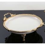 Alya Home Metal Çerçeveli Yuvarlak Porselen Servis Tabağı 26 cm