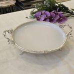 Alya Home Metal Çerçeveli Yuvarlak Porselen Servis Tabağı 30 cm Gümüş