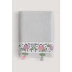 ALYA KADİFE NAKIŞLI ÇEYİZ HAVLUSU 50X85 (GRİ, 30 X 50)