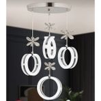 ALYA MODEL 4lü Krom Avize 3 Renk LED Secenegı SALON OTURMA ODASI AVİZE