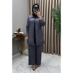 ALYA MUHTEŞEM TAŞLI TAKIM GRİ TAŞ DETAYLI TESETTÜR İKİLİ TAKIM ESNEK KRİSTAL BELİS KUMAŞ