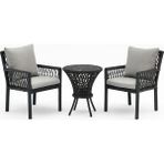 Alya Raddan 1+1 Bistro Set Minderli 2 Kişilik Raddan Oturma Grubu Camlı Sehpa Bahçe Balkon Teras Set - Antrasit