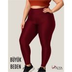 ALYA UNDERWEAR Büyük Beden Tayt Dalgıç Kumaş Yüksek Bel ( Bordo, 3xl)