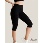Alya Underwear Diz Altı Kapri Tayt Yüksek Bel Likralı Dalgıç Kumaş ( Siyah, L )