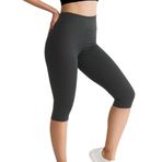 ALYA UNDERWEAR Diz Altı Kapri Tayt Yüksek Bel Likralı Parlak Dalgıç Kumaş, Antrasit (Füme), L