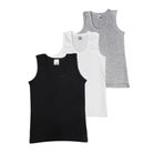 ALYA UNDERWEAR Erkek Çocuk, Pamuklu Ribana Kumaş Atlet, Oval Yaka 3'lü Paket (T01, 11-12 Yaş)