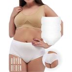 Alya Underwear Kadın Büyük Beden Yüksek Bel Külot Full Brief, 3'lü Paket Beyaz - 7XL