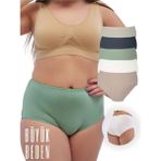 Alya Underwear Kadın Büyük Beden Yüksek Bel Külot Full Brief, 5'li Paket 5 Farklı Renk 1 Pakette - 6XL - Yeşil - Füme