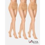 Alya Underwear Kadın Külotlu Çorap, Parlak Ince, 15 Denye, Fit, 3'lü Paket, Kaçmaya Karşı Dayanıklı, Ten (57), S/m - S - M - 57-Ten