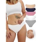 Alya Underwear Kadın Pamuklu Bato / Hipster Slip Külot - 5'li Paket (MULTICOLOR-P04) - 2XL - Gri - Gülkurusu