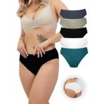 Alya Underwear Kadın Pamuklu Bato / Hipster Slip Külot - 5'li Paket (MULTICOLOR-P10) - 2XL - Yeşil - Beyaz - Siyah