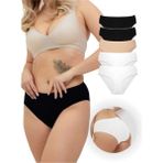 ALYA UNDERWEAR Kadın Pamuklu Bato/hipster Külot 5'li Paket - 2 Adet Siyah, 2 Adet Beyaz, 1 Adet Ten - Beyaz - Siyah - 3XL
