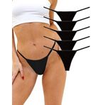 ALYA UNDERWEAR Kadın String Külot, Pamuklu, Basic, Renkli Tanga Külot (Black (P06), M) 5 Adet Siyah